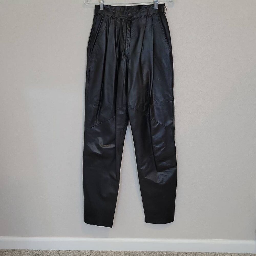 Byrnes & Baker Women's Vintage 90’s Moto Black Leather Pants Size S
